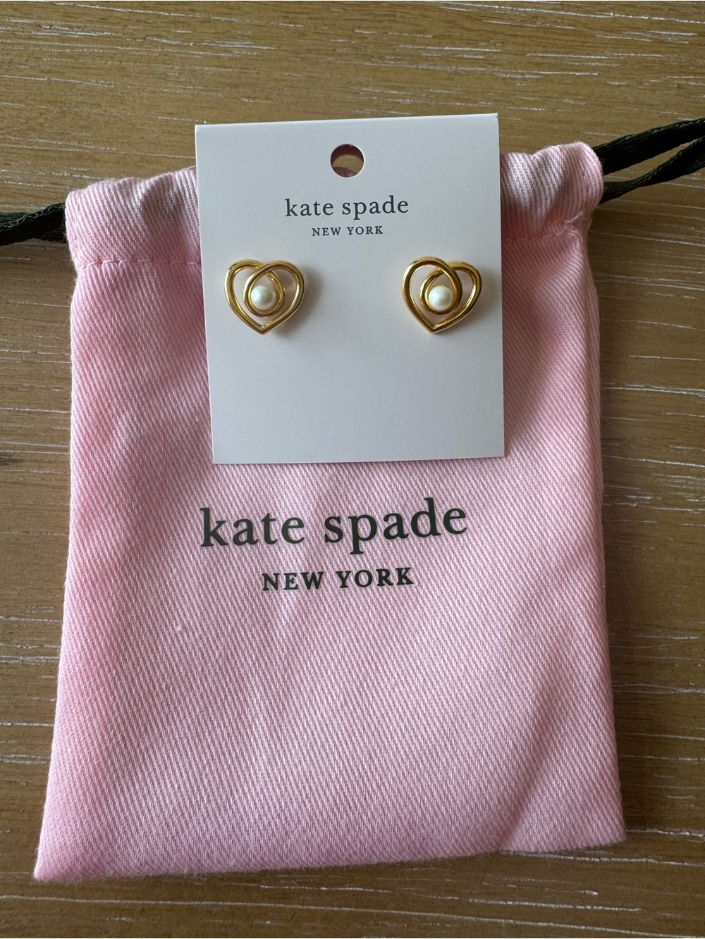 Kate Spade New York Infinite Hearts stud earrings 14k gold plated metal